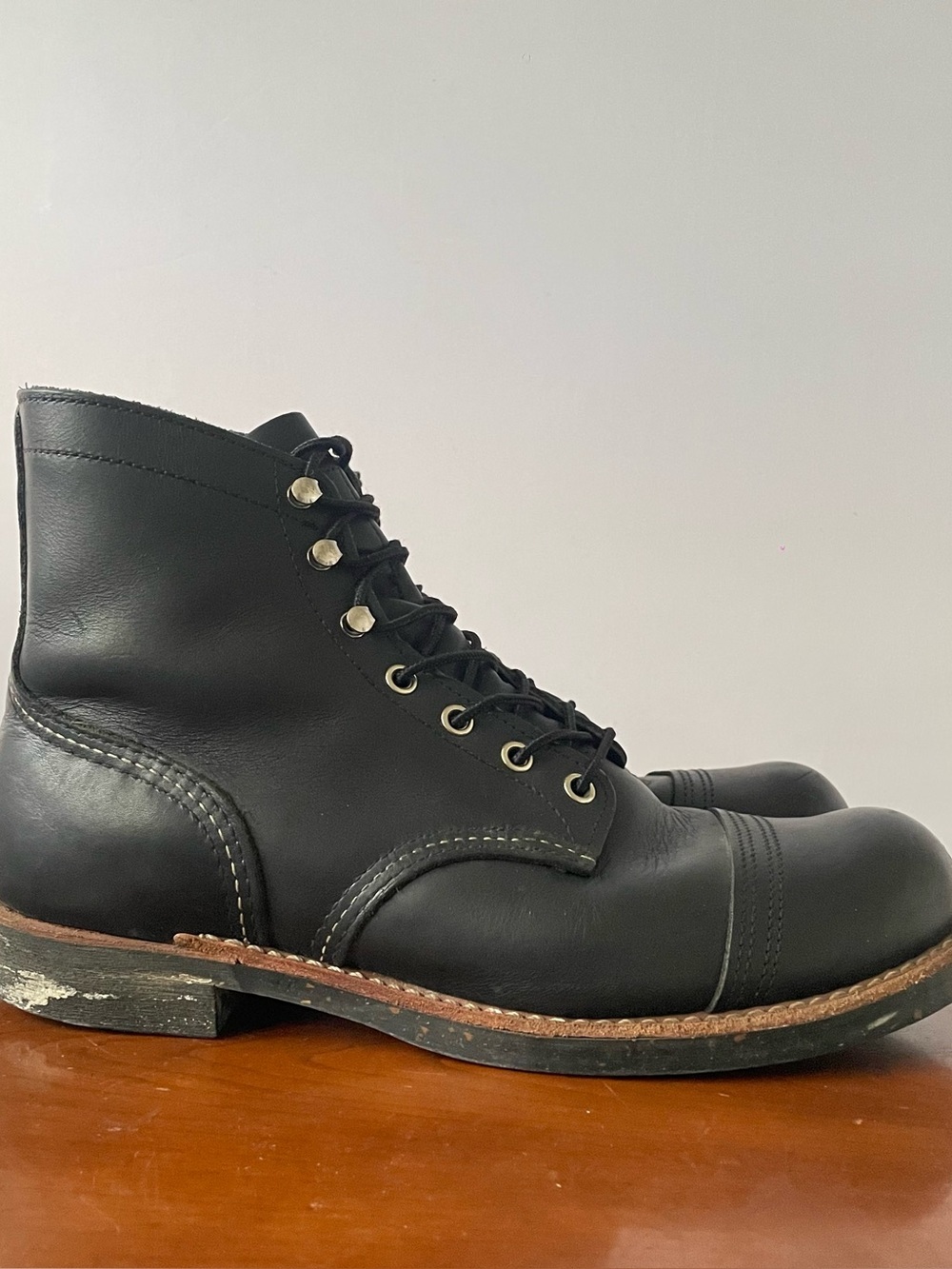 Red Wing Heritage Black Leather Iron Ranger Boots | US 8.5D